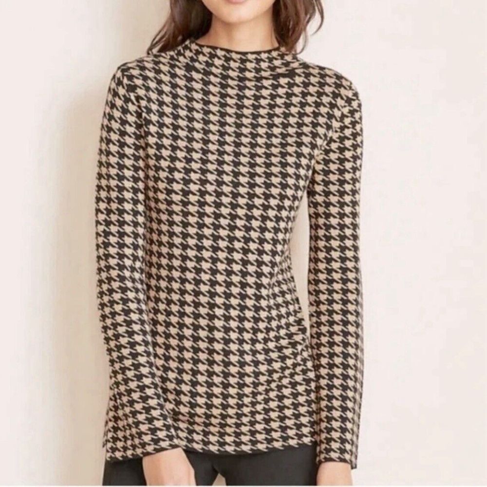 Ann‎ Taylor Sweater Women M Houndstooth Mock Neck